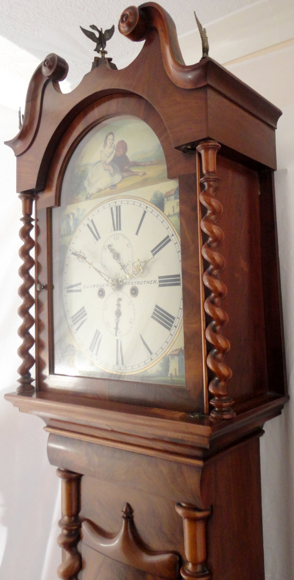 Antique Scottish mahogany long case clock. D. Lumsden, Anstruther Ian